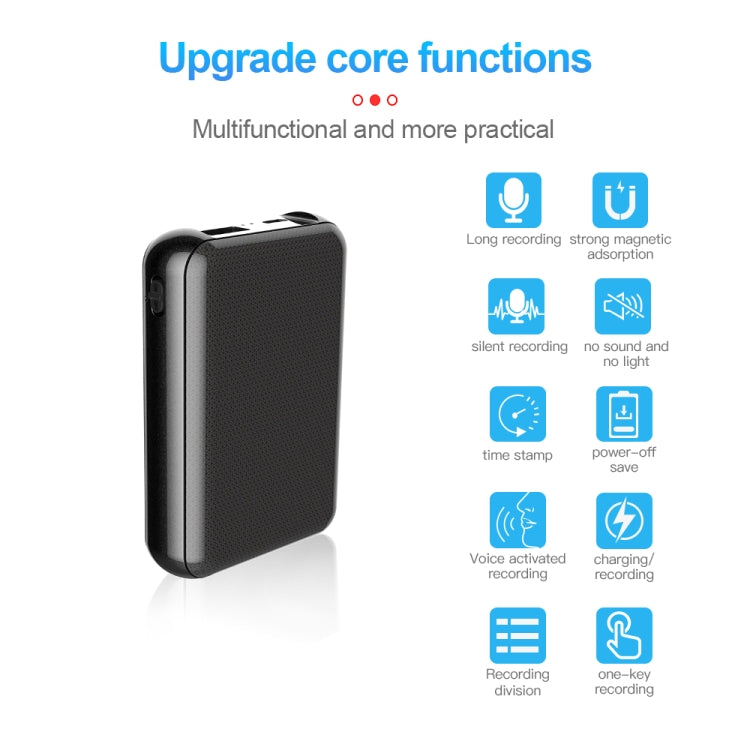JNN Q75 Magnetic Power Bank Smart Voice Recorder, Memory:32GB(Black) - Recording Pen by JNN | Online Shopping South Africa | PMC TechLife | Buy Now Pay Later Mobicred
