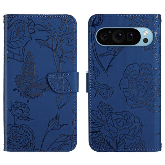 For Google Pixel 9 Skin Feel Butterfly Embossed Flip Leather Phone Case(Blue) - Google Cases by PMC Jewellery | Online Shopping South Africa | PMC Jewellery | Buy Now Pay Later Mobicred