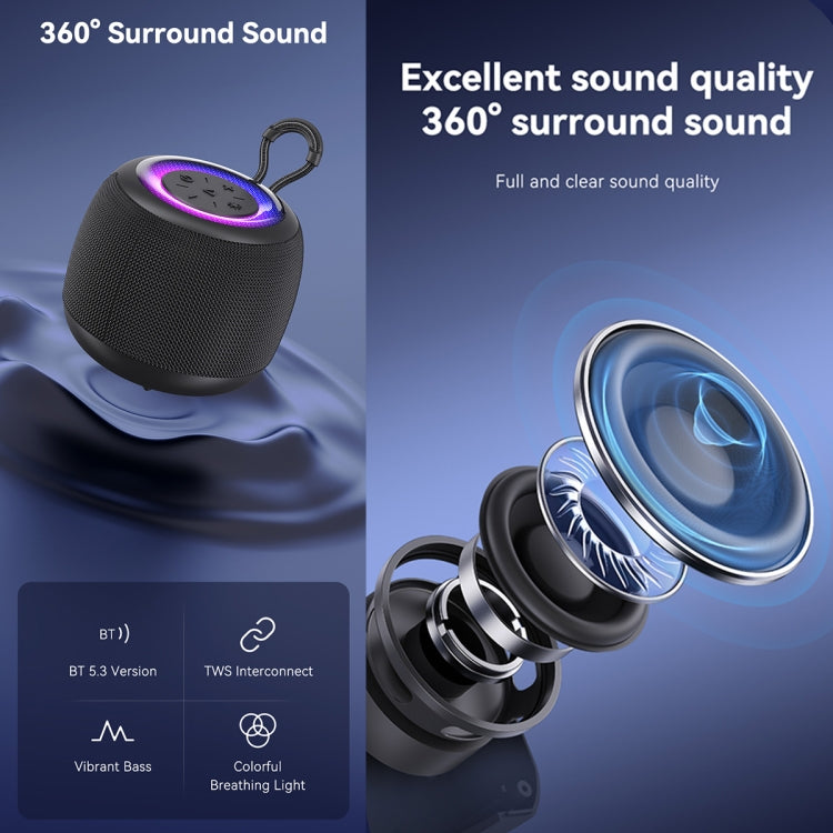 USAMS US-YX014 Yinya Series Mini Wireless Bluetooth Speaker(Black) - free shipping - PMC Jewellery - Order now!