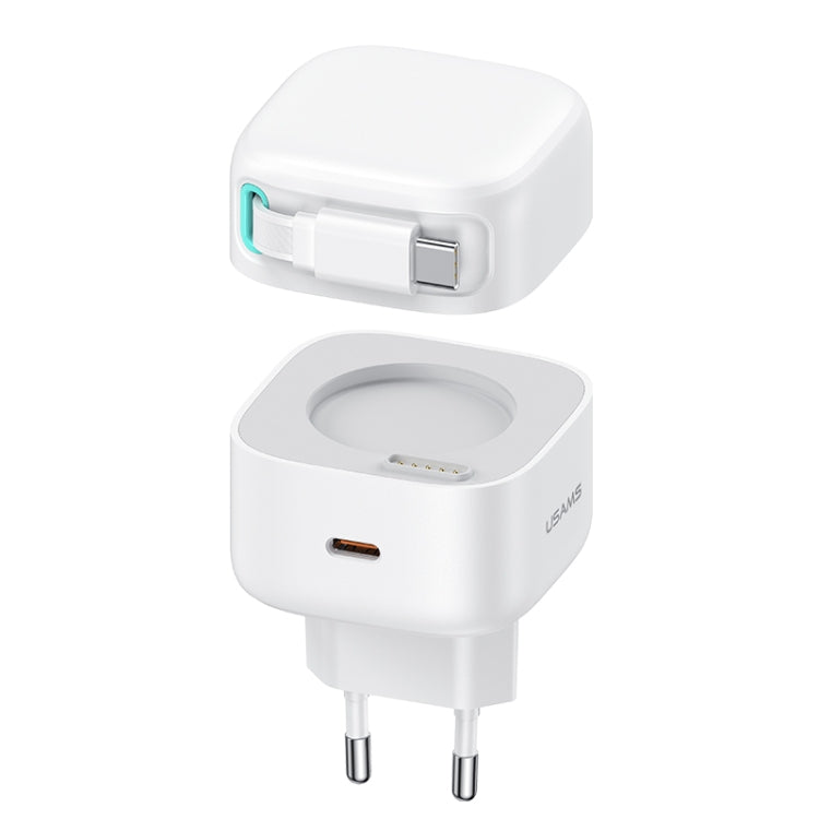 USAMS US-CC202 SMF Series PD35W Dual Type-C Port GaN Fast Charger, EU Plug(White) - USB Charger by USAMS | Online Shopping South Africa | PMC Jewellery | Buy Now Pay Later Mobicred