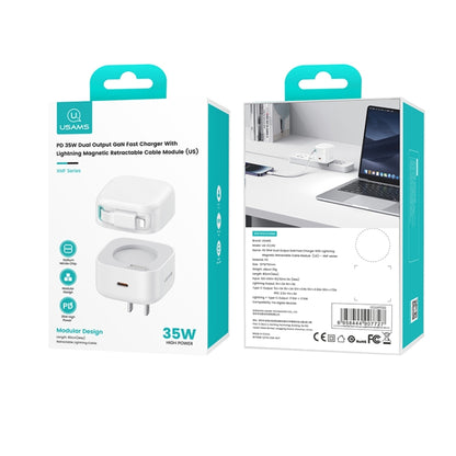 USAMS US-CC210 SMF Series PD35W 8 Pin + Type-C Dual Port GaN Fast Charger, US Plug(White) - USB Charger by USAMS | Online Shopping South Africa | PMC Jewellery | Buy Now Pay Later Mobicred