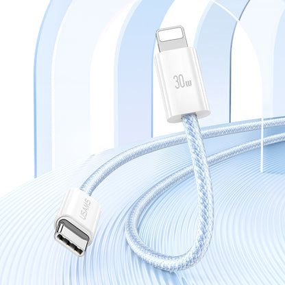 USAMS US-SJ657 U86 PD30W USB-C/Type-C to 8 Pin Rainbow Braided Fast Charging Data Cable, Length: 1.2m(Purple) - 2 in 1 Cable by USAMS | Online Shopping South Africa | PMC Jewellery | Buy Now Pay Later Mobicred