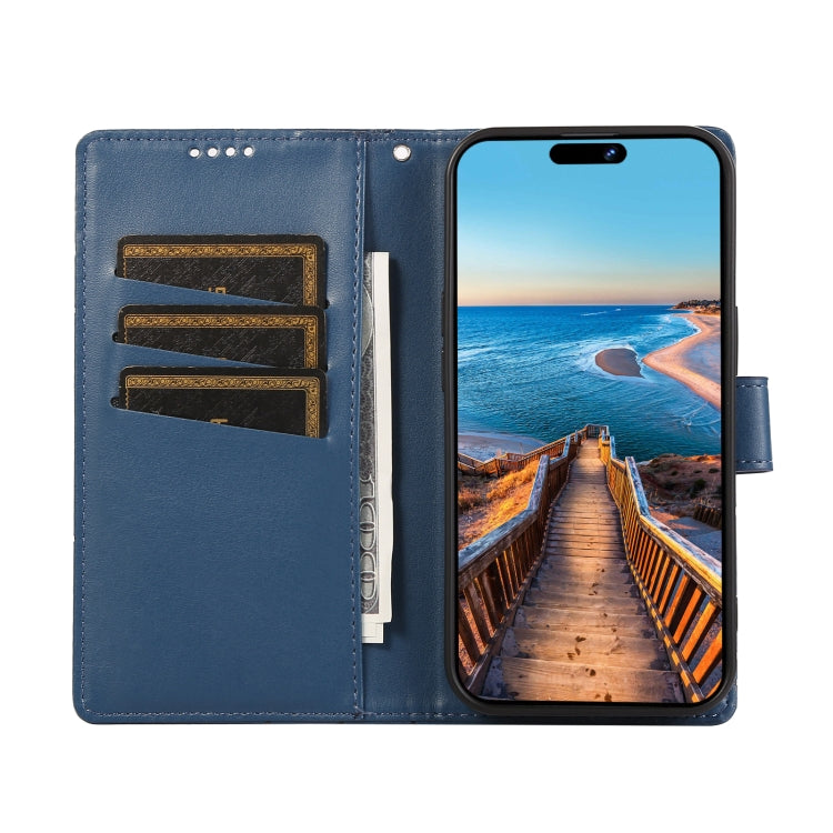 For Xiaomi 13 PU Genuine Leather Texture Embossed Line Phone Case(Blue) - 13 Cases by PMC TechLife | Online Shopping South Africa | PMC TechLife | Buy Now Pay Later Mobicred