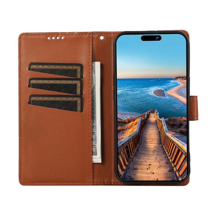 For Xiaomi Redmi Note 12 Pro+ 5G Global PU Genuine Leather Texture Embossed Line Phone Case(Brown) - Xiaomi Cases by PMC TechLife | Online Shopping South Africa | PMC TechLife | Buy Now Pay Later Mobicred
