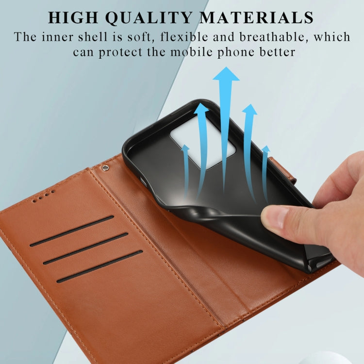 For Xiaomi Redmi Note 12 Pro+ 5G Global PU Genuine Leather Texture Embossed Line Phone Case(Brown) - Xiaomi Cases by PMC TechLife | Online Shopping South Africa | PMC TechLife | Buy Now Pay Later Mobicred