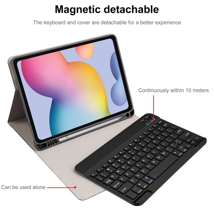 For Samsung Galaxy Tab S9 FE+ Square Cap Bluetooth Keyboard Leather Case with Pen Slot(Black) - Samsung Keyboard by PMC TechLife | Online Shopping South Africa | PMC TechLife