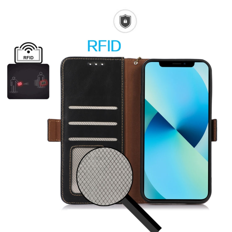 For Xiaomi Redmi A3 Magnetic Crazy Horse Texture Genuine Leather RFID Phone Case(Black) - Xiaomi Cases by PMC TechLife | Online Shopping South Africa | PMC TechLife | Buy Now Pay Later Mobicred
