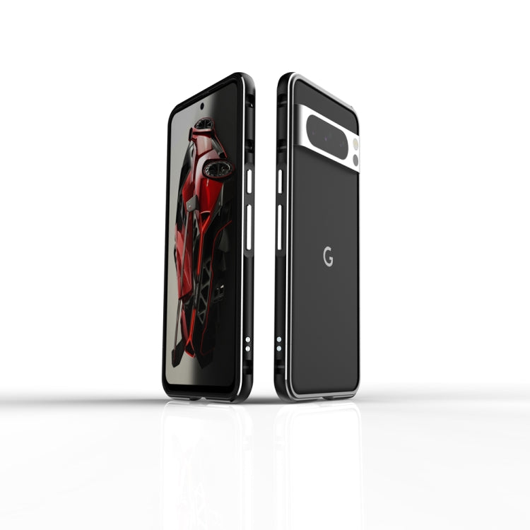 For Google Pixel 8 Pro Aurora Series Metal Frame Phone Case(Black Silver) - Google Cases by PMC TechLife | Online Shopping South Africa | PMC TechLife | Buy Now Pay Later Mobicred