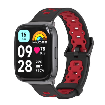 For Redmi Watch 3 Lite / Watch 3 Active Mijobs Square Hole Breathable TPU Watch Band(Black Red) - Watch Bands by MIJOBS | Online Shopping South Africa | PMC Jewellery