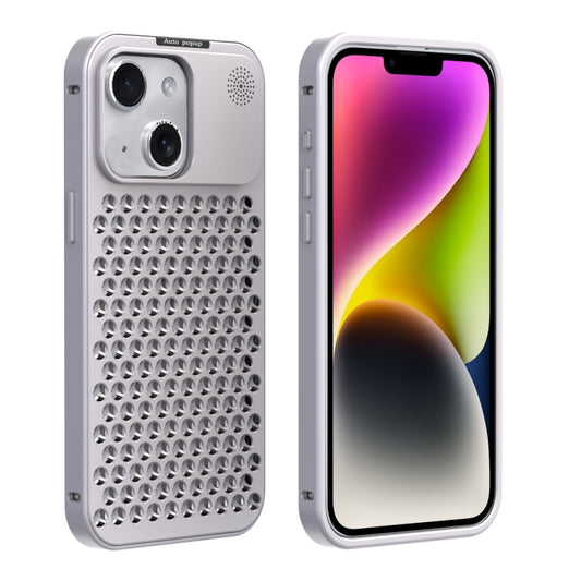 For iPhone 14 R-JUST RJ58 Aromatherapy Metal Cooling Phone Case(Silver) - iPhone 14 Cases by R-JUST | Online Shopping South Africa | PMC Jewellery