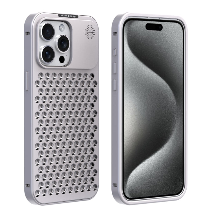 For iPhone 15 Pro R-JUST RJ58 Aromatherapy Metal Cooling Phone Case(Silver) - iPhone 15 Pro Cases by R-JUST | Online Shopping South Africa | PMC Jewellery