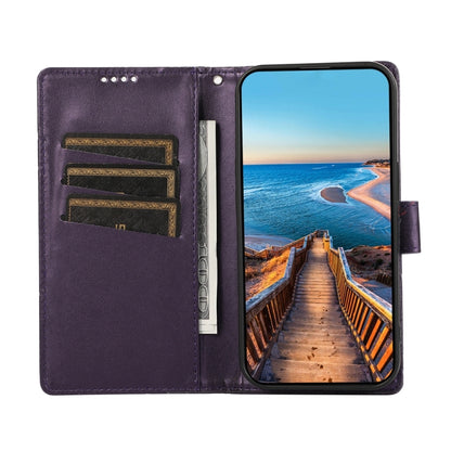 For Google Pixel 9 Pro PU Genuine Leather Texture Embossed Line Phone Case(Purple) - Google Cases by PMC Jewellery | Online Shopping South Africa | PMC Jewellery | Buy Now Pay Later Mobicred