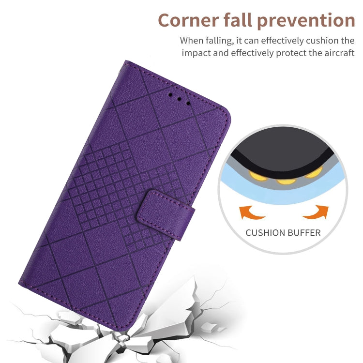 For iPhone 16e Rhombic Grid Texture Leather Phone Case(Purple) - iPhone 16e Cases by PMC TechLife | Online Shopping South Africa | PMC TechLife | Buy Now Pay Later Mobicred