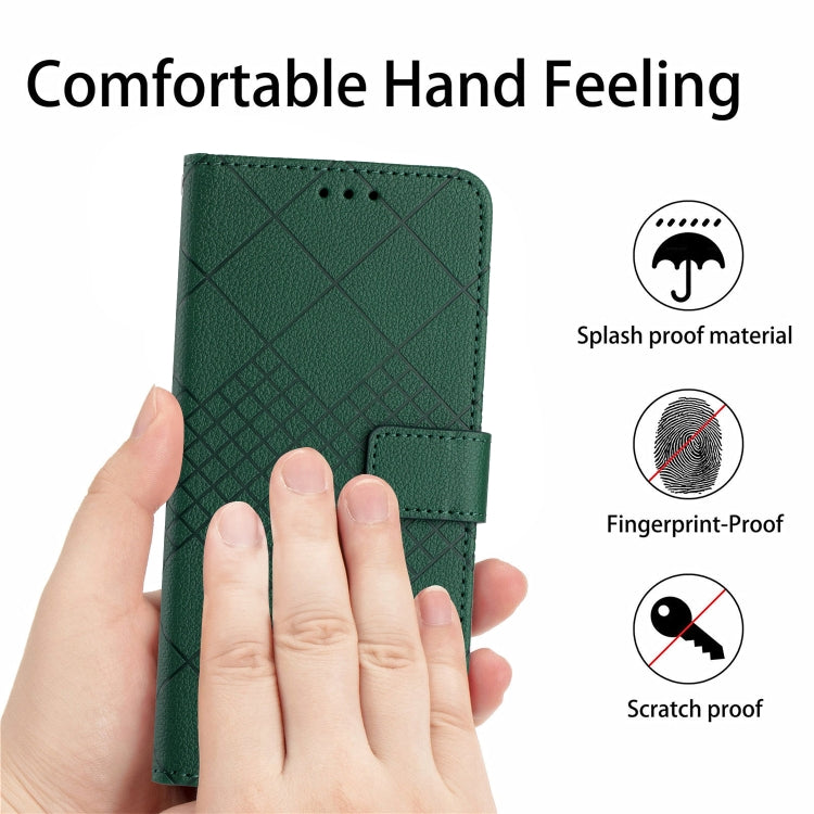 For iPhone 16e Rhombic Grid Texture Leather Phone Case(Green) - iPhone 16e Cases by PMC TechLife | Online Shopping South Africa | PMC TechLife | Buy Now Pay Later Mobicred