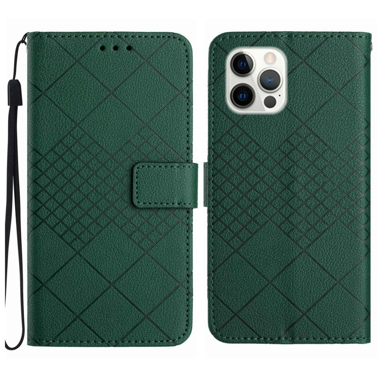 For iPhone 16 Pro Rhombic Grid Texture Leather Phone Case(Green) - iPhone 16 Pro Cases by PMC TechLife | Online Shopping South Africa | PMC TechLife | Buy Now Pay Later Mobicred