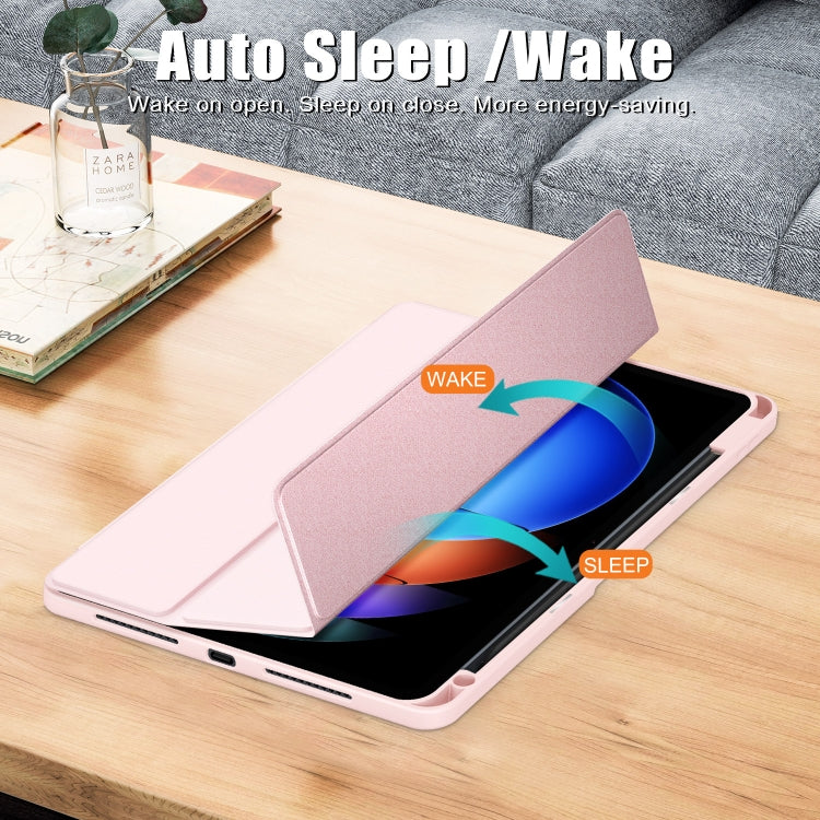For Xiaomi Pad 6S Pro 12.4 Acrylic 3-Fold Solid Color Smart Leather Tablet Case(Pink) - More Tablet Cases by PMC TechLife | Online Shopping South Africa | PMC TechLife | Buy Now Pay Later Mobicred