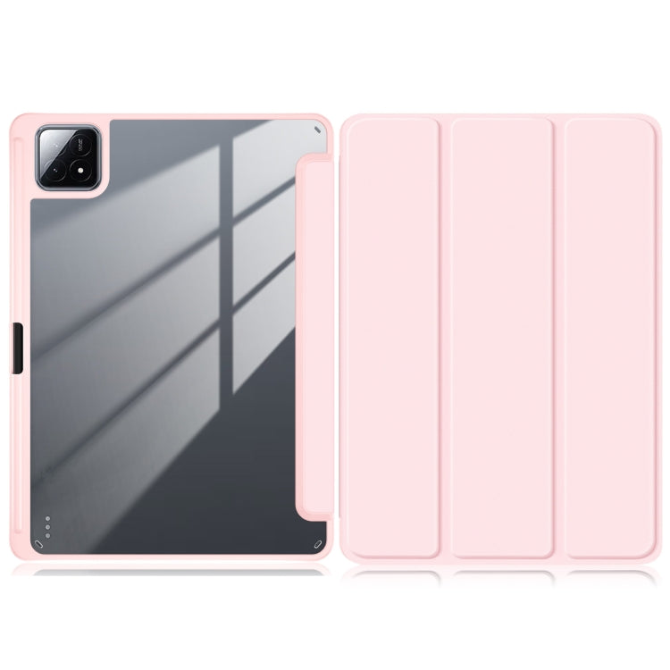 For Xiaomi Pad 6S Pro 12.4 Acrylic 3-Fold Solid Color Smart Leather Tablet Case(Pink) - More Tablet Cases by PMC TechLife | Online Shopping South Africa | PMC TechLife | Buy Now Pay Later Mobicred