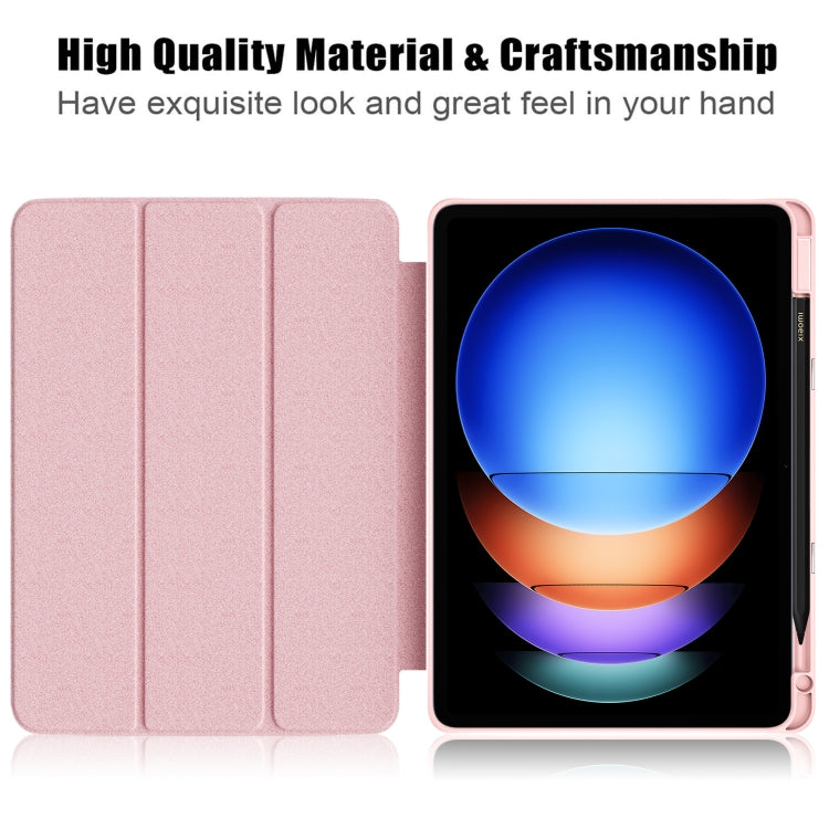 For Xiaomi Pad 6S Pro 12.4 Acrylic 3-Fold Solid Color Smart Leather Tablet Case(Pink) - More Tablet Cases by PMC TechLife | Online Shopping South Africa | PMC TechLife | Buy Now Pay Later Mobicred
