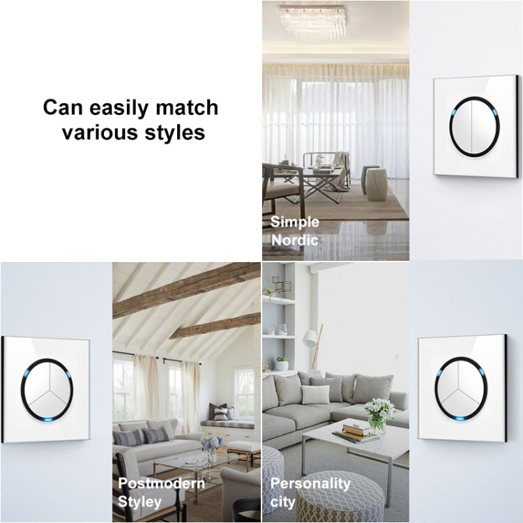 86mm Round LED Tempered Glass Switch Panel, White Round Glass, Style:TV-Computer Socket - Switch by PMC Jewellery | Online Shopping South Africa | PMC Jewellery | Buy Now Pay Later Mobicred