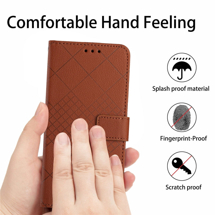 For Google Pixel 9 Pro Rhombic Grid Texture Leather Phone Case(Brown) - Google Cases by PMC TechLife | Online Shopping South Africa | PMC TechLife | Buy Now Pay Later Mobicred