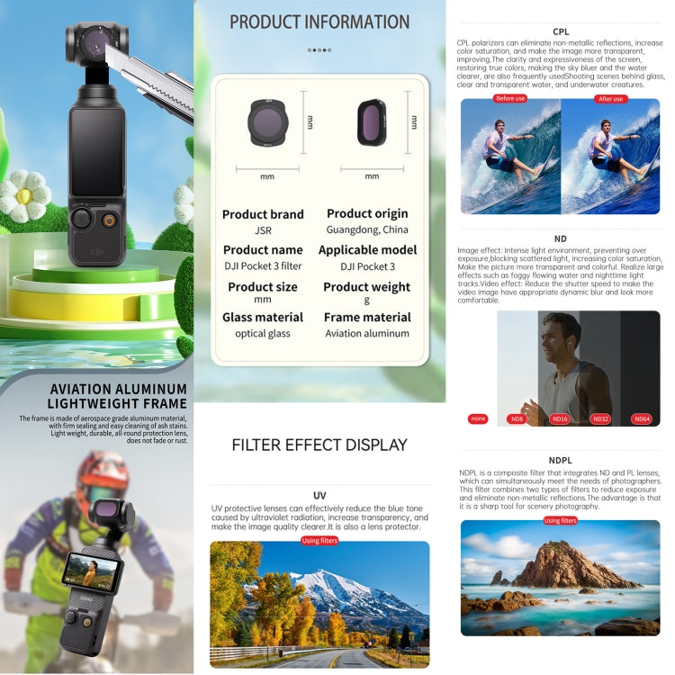 For DJI OSMO Pocket 3 JSR CB Series Camera Lens Filter, Filter:CPL - Lens Accessories by JSR | Online Shopping South Africa | PMC TechLife | Buy Now Pay Later Mobicred
