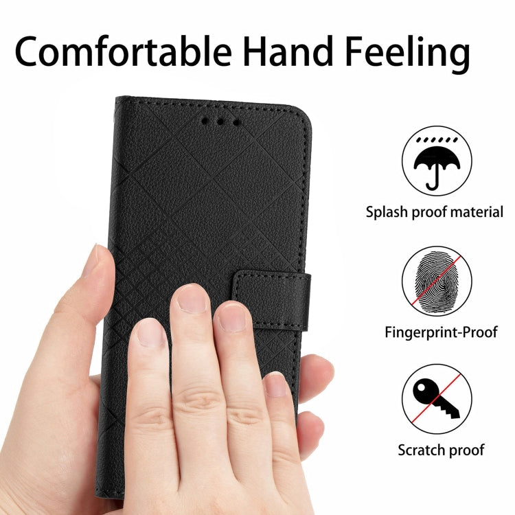 For Motorola Moto G Play 4G 2024 Rhombic Grid Texture Leather Phone Case(Black) - Motorola Cases by PMC Jewellery | Online Shopping South Africa | PMC Jewellery | Buy Now Pay Later Mobicred