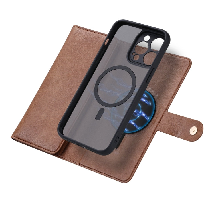 For iPhone 14 ViLi GV Series MagSafe Magnetic Zipper Leather Phone Case(Brown) - free shipping - PMC Jewellery - Order now!