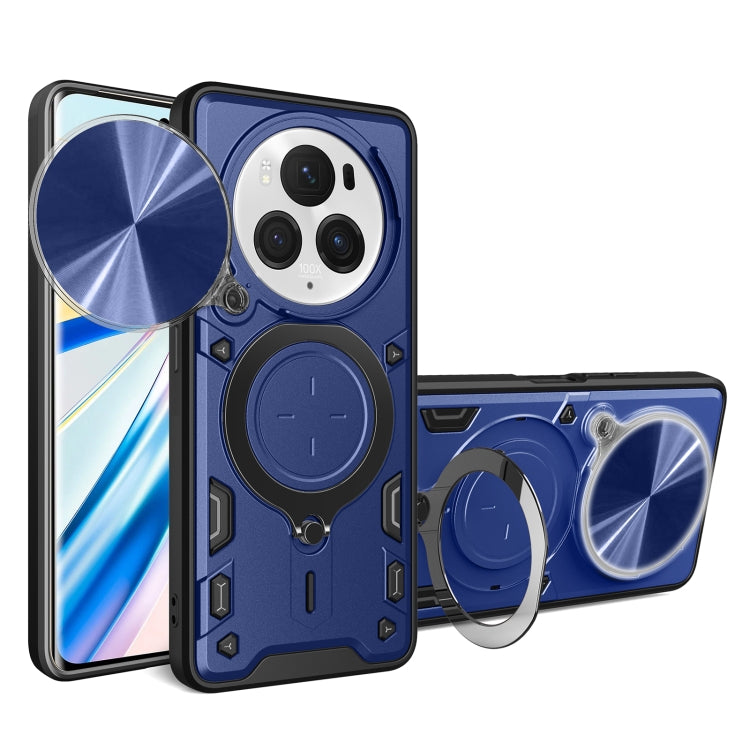 For Honor Magic6 Pro 5G CD Texture Sliding Camshield Magnetic Holder Phone Case(Blue) - Honor Cases by PMC Jewellery | Online Shopping South Africa | PMC Jewellery | Buy Now Pay Later Mobicred