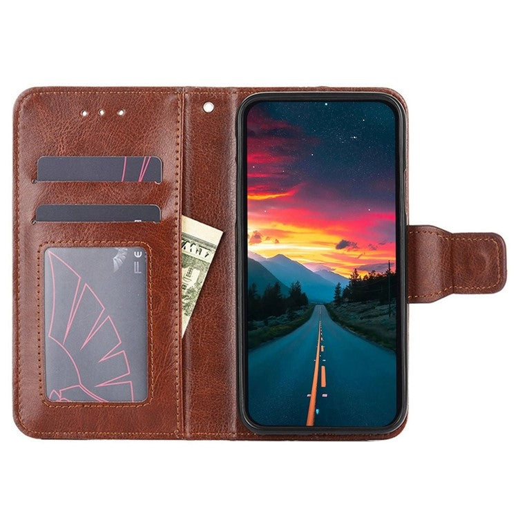 For Motorola Moto G Play 4G 2024 Crystal Texture Leather Phone Case(Brown) - Motorola Cases by PMC Jewellery | Online Shopping South Africa | PMC Jewellery | Buy Now Pay Later Mobicred
