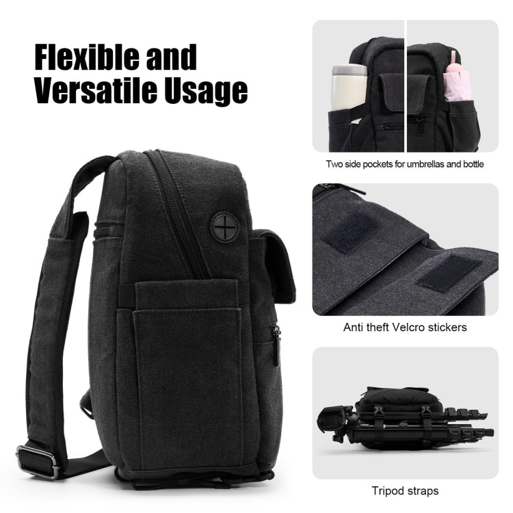 Cwatcun D93 Camera Bag Canvas Shoulder Bag, Size:21 x 14 x 30cm Black - Strap Satchel by Cwatcun | Online Shopping South Africa | PMC TechLife | Buy Now Pay Later Mobicred