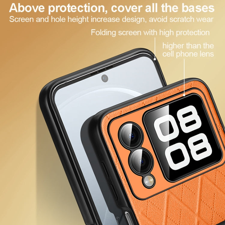 For Huawei nova Flip SULADA Elegant Rhombic Texture Folding Phone Case with Lanyard(Orange) - free shipping - PMC TechLife - Order now!