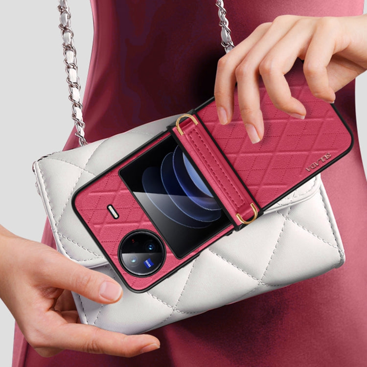For vivo X Flip SULADA Elegant Rhombic Texture Folding Phone Case with Lanyard(White) - free shipping - PMC TechLife - Order now!