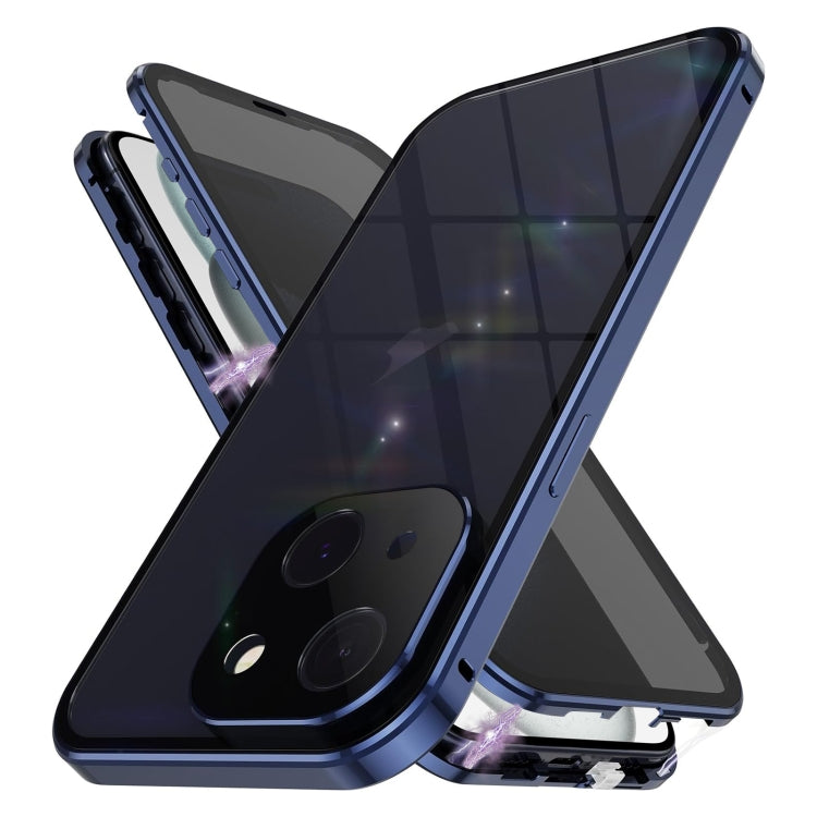 For iPhone 15 Anti-peeping Magnetic Double-sided Tempered Glass Phone Case(Blue) - iPhone 15 Cases by PMC TechLife | Online Shopping South Africa | PMC TechLife