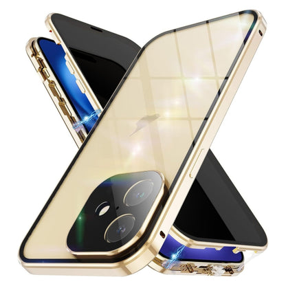 For iPhone 16 Anti-peeping Magnetic Double-sided Tempered Glass Phone Case(Gold) - iPhone 16 Cases by PMC Jewellery | Online Shopping South Africa | PMC Jewellery | Buy Now Pay Later Mobicred