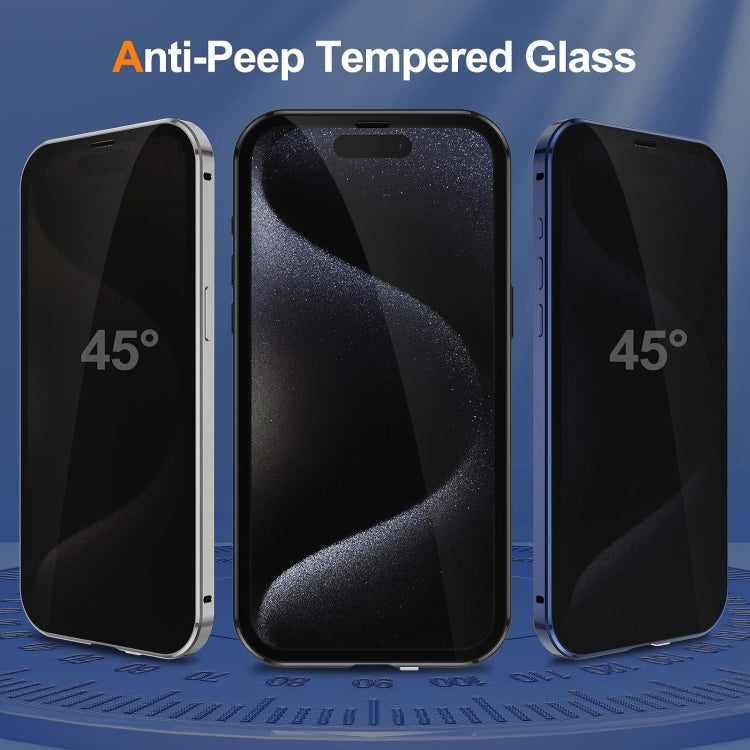 For iPhone 15 Anti-peeping Magnetic Double-sided Tempered Glass Phone Case(Blue) - iPhone 15 Cases by PMC TechLife | Online Shopping South Africa | PMC TechLife