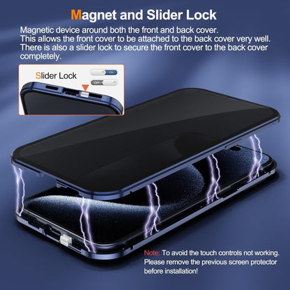 For iPhone 16 Pro Anti-peeping Magnetic Double-sided Tempered Glass Phone Case(Blue) - iPhone 16 Pro Cases by PMC Jewellery | Online Shopping South Africa | PMC Jewellery | Buy Now Pay Later Mobicred