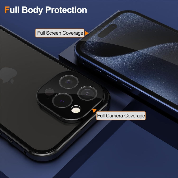 For iPhone 16 Pro Anti-peeping Magnetic Double-sided Tempered Glass Phone Case(Blue) - iPhone 16 Pro Cases by PMC Jewellery | Online Shopping South Africa | PMC Jewellery | Buy Now Pay Later Mobicred