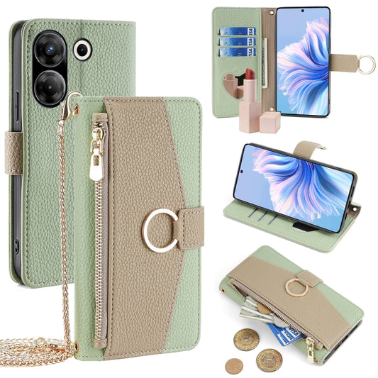 For Tecno Camon 20 Pro 5G Crossbody Litchi Texture Leather Phone Case(Green) - Tecno Cases by PMC Jewellery | Online Shopping South Africa | PMC Jewellery | Buy Now Pay Later Mobicred