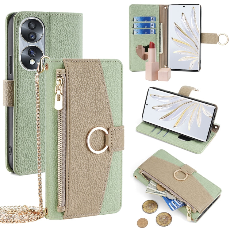 For Honor 70 Crossbody Litchi Texture Leather Phone Case(Green) - Honor Cases by PMC TechLife | Online Shopping South Africa | PMC TechLife | Buy Now Pay Later Mobicred