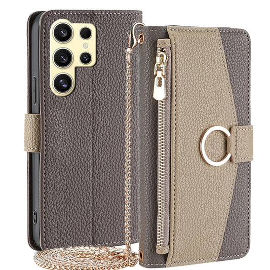 For Samsung Galaxy S24 Ultra 5G Crossbody Litchi Texture Leather Phone Case(Grey) - Galaxy S24 Ultra 5G Cases by PMC Jewellery | Online Shopping South Africa | PMC Jewellery | Buy Now Pay Later Mobicred