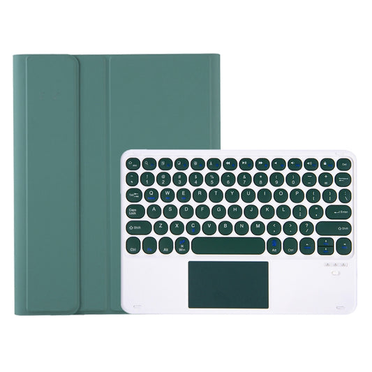 For Samsung Galaxy Tab A9+ X210/X215/X215 YA09B-A Candy Color TPU Round Keycap Touch Bluetooth Keyboard Leather Case with Pen Slot(Dark Green) - Samsung Keyboard by PMC Jewellery | Online Shopping South Africa | PMC Jewellery