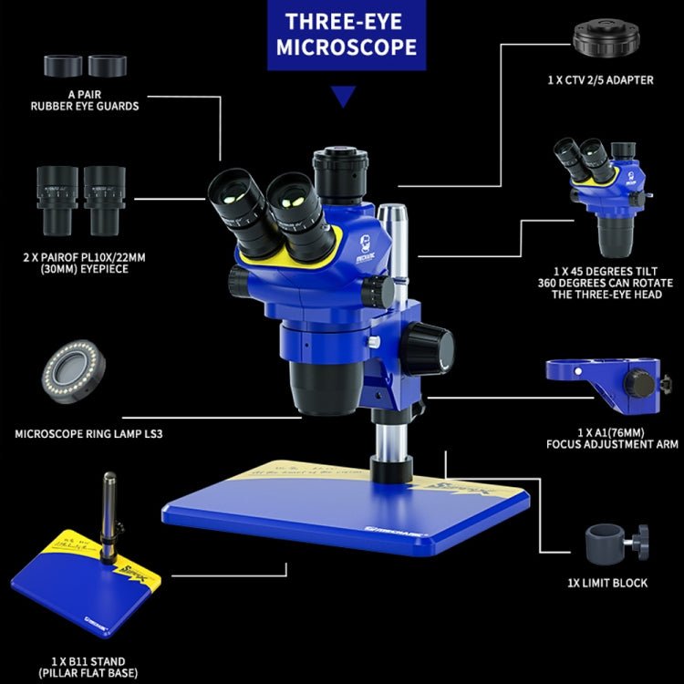 Mechanic Super X 360 Rotation HD Video Trinocular Stereo Microscope - free shipping - PMC TechLife - Order now!