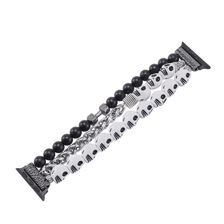 For Apple Watch Series 2 42mm Skull Beaded Watch Band(White) - free shipping - PMC TechLife - Order now!