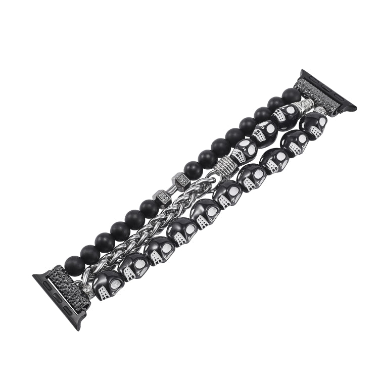 For Apple Watch Series 2 42mm Skull Beaded Watch Band(Black) - Watch Bands by PMC TechLife | Online Shopping South Africa | PMC TechLife