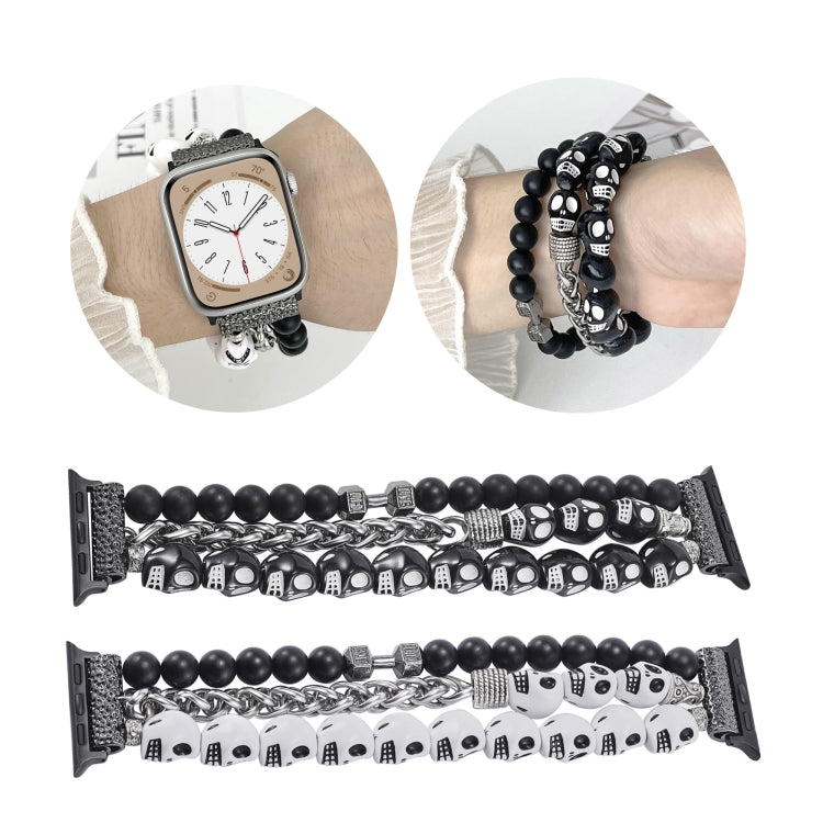 For Apple Watch SE 2022 40mm Skull Beaded Watch Band(White) - Watch Bands by PMC TechLife | Online Shopping South Africa | PMC TechLife
