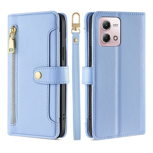 For Motorola Moto G Stylus 4G 2023 Lite Sheep Texture Cross-body Zipper Wallet Leather Phone Case(Blue) - Motorola Cases by PMC Jewellery | Online Shopping South Africa | PMC Jewellery | Buy Now Pay Later Mobicred