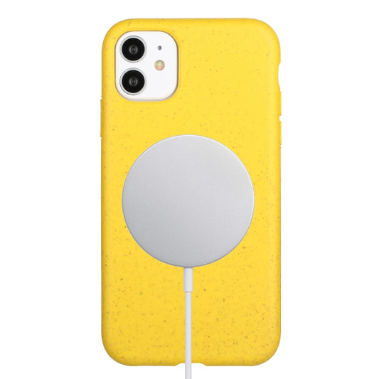 For iPhone 12 Wheat MagSafe Magnetic Straw Material + TPU Phone Case(Yellow) - iPhone 12 / 12 Pro Cases by PMC Jewellery | Online Shopping South Africa | PMC Jewellery