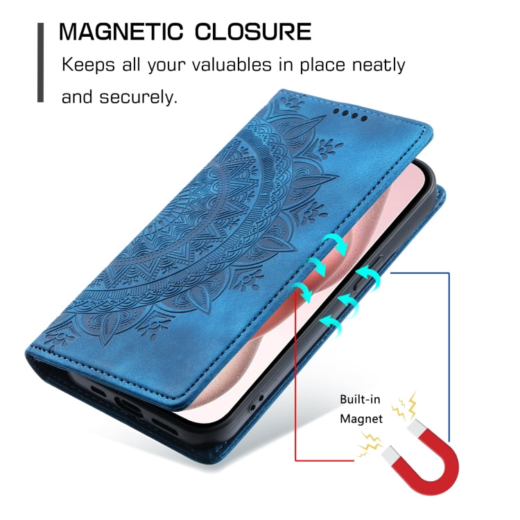 For iPhone 16 Plus Totem Embossed Magnetic Leather Phone Case(Blue) - free shipping - PMC TechLife - Order now!