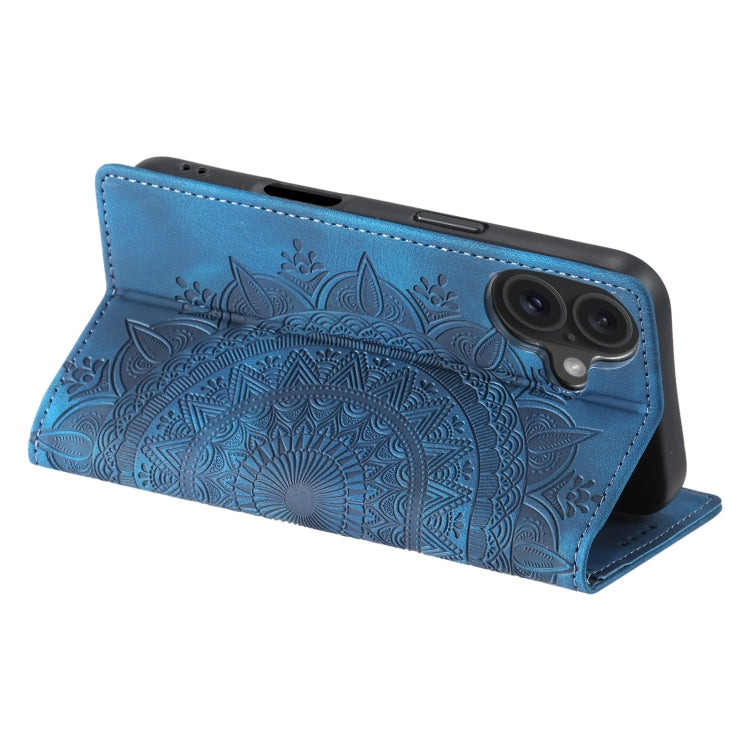 For iPhone 16 Plus Totem Embossed Magnetic Leather Phone Case(Blue) - free shipping - PMC TechLife - Order now!