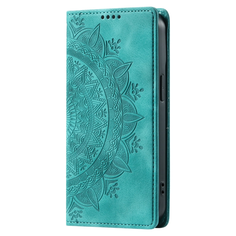 For iPhone 16 Plus Totem Embossed Magnetic Leather Phone Case(Green) - iPhone 16 Plus Cases by PMC Jewellery | Online Shopping South Africa | PMC Jewellery | Buy Now Pay Later Mobicred